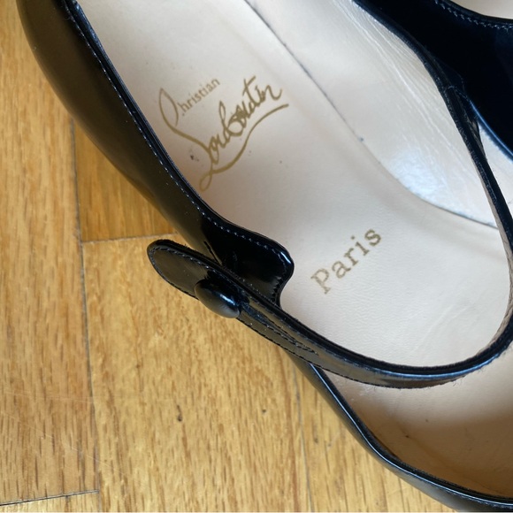 Christian Louboutin Shiny Black Ballet Flat Mary Jane sz 37 - Picture 6 of 6